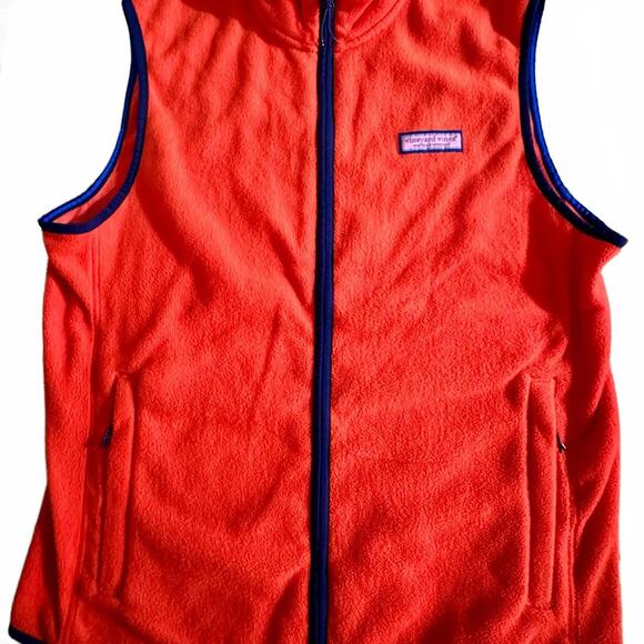 Vineyard Vines Other - Vineyard Vines Orange Fleece Vest with Navy Trim, Size M